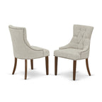 East West Furniture Dufr5-Mah-05 5-Pc Wooden Dining Table Set - Parson Dining Chairs With Doeskin Linen Fabric Seat And Button-Tufted Back - A Rectangular Dining Room Table (Mahogany Finish)