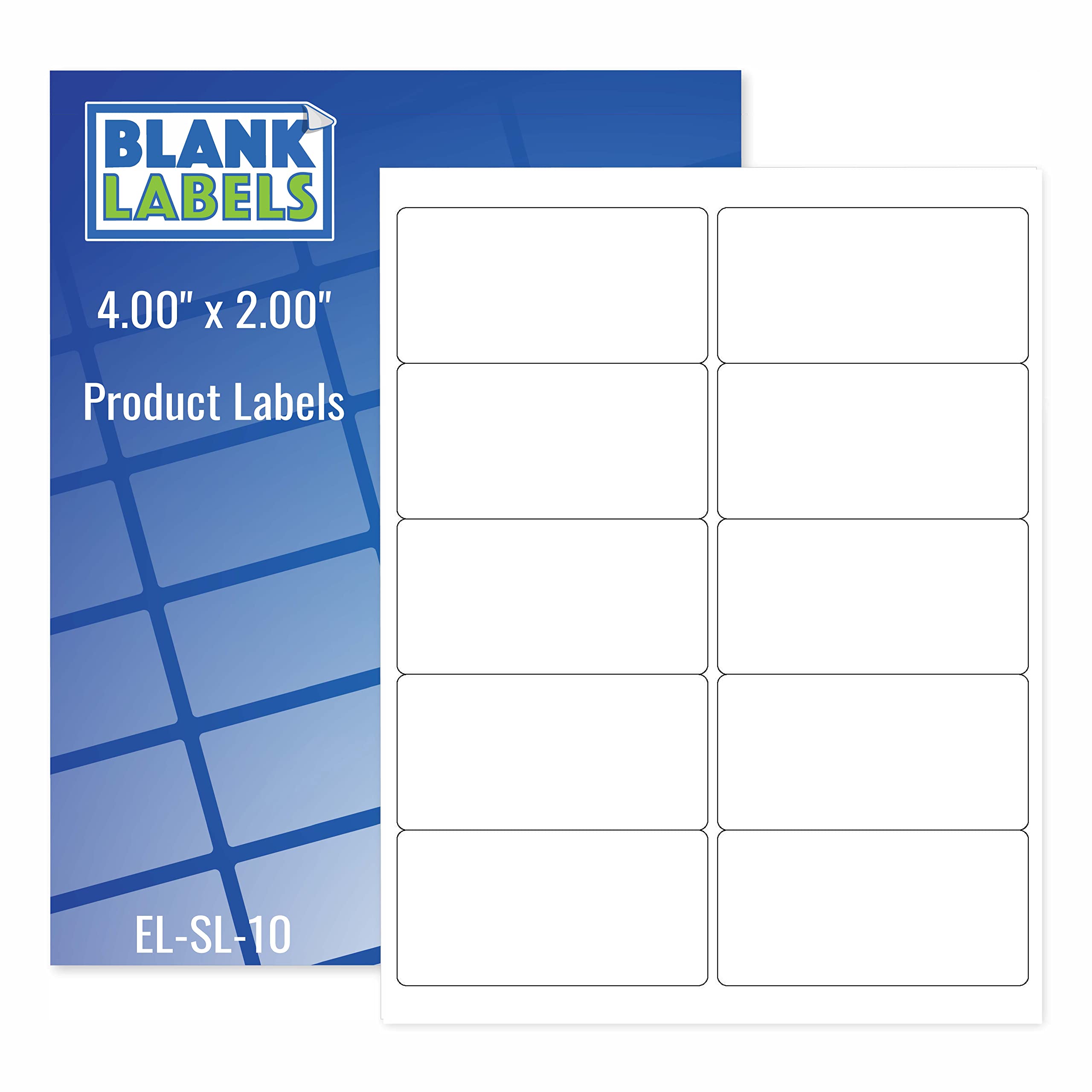 Blank Labels Address Shipping Labels, 2' X 4' Permanent White Matte Label, Inkjet And Laser Printer Guaranteed Made In Usa, 10