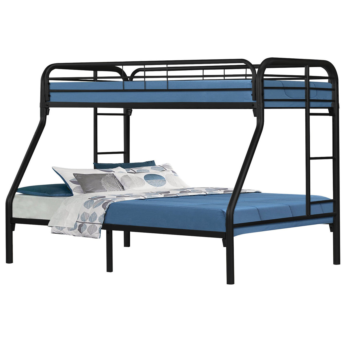 Monarch Specialties Ladder Bunk Bed, Metal Frame, Black, Twin Over Full Size