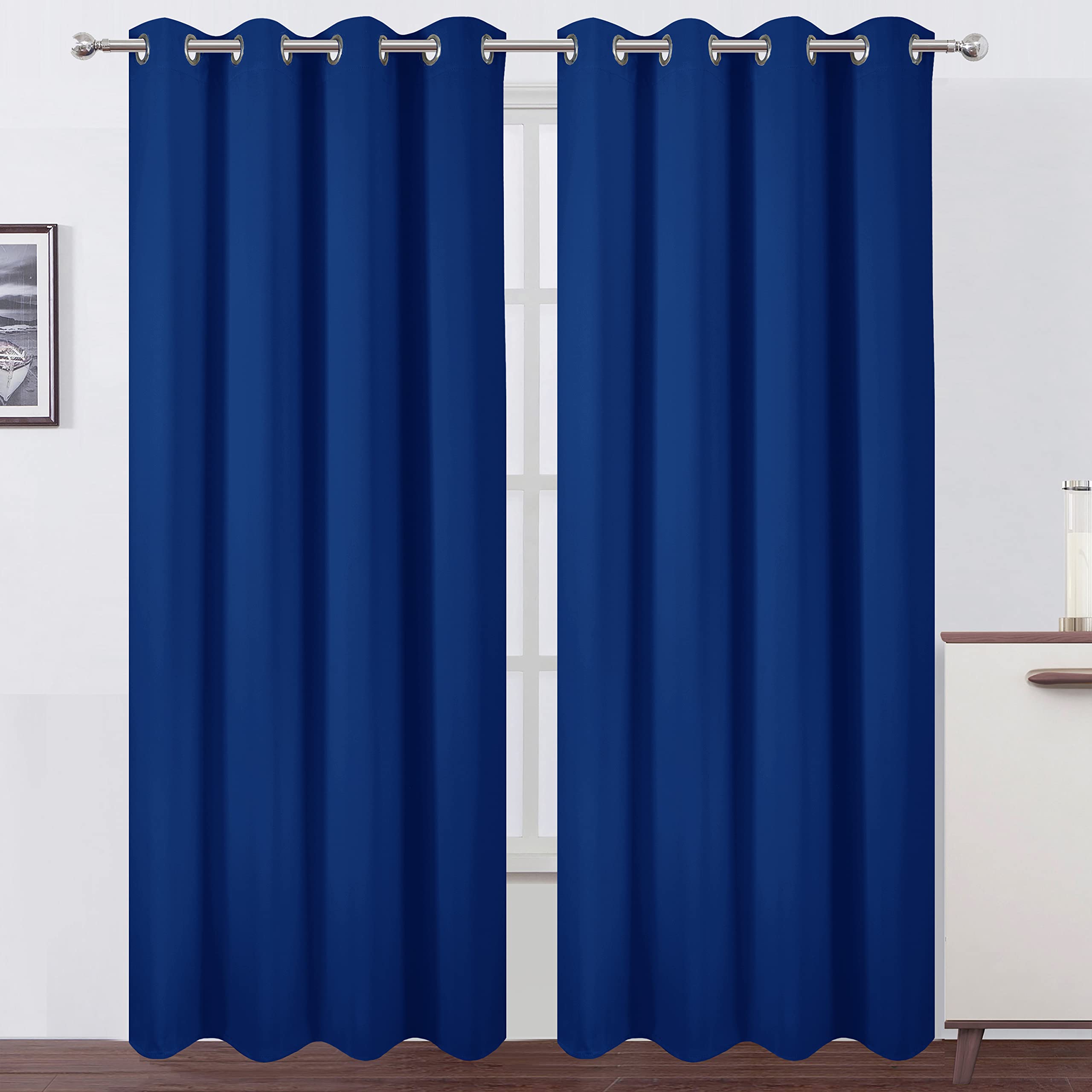 Lemomo Blackout Curtains 66 X 95 Inch/Royal Blue Curtains Set Of 2 Panels/Thermal Insulated Room Darkening Bedroom Curtains