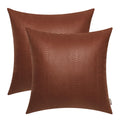 Brawarm Light Brown Leather Throw Pillows 22 X 22 Inches - Snake Leather Pillow Covers Pack Of 2, Faux Leather Decorative Pillow