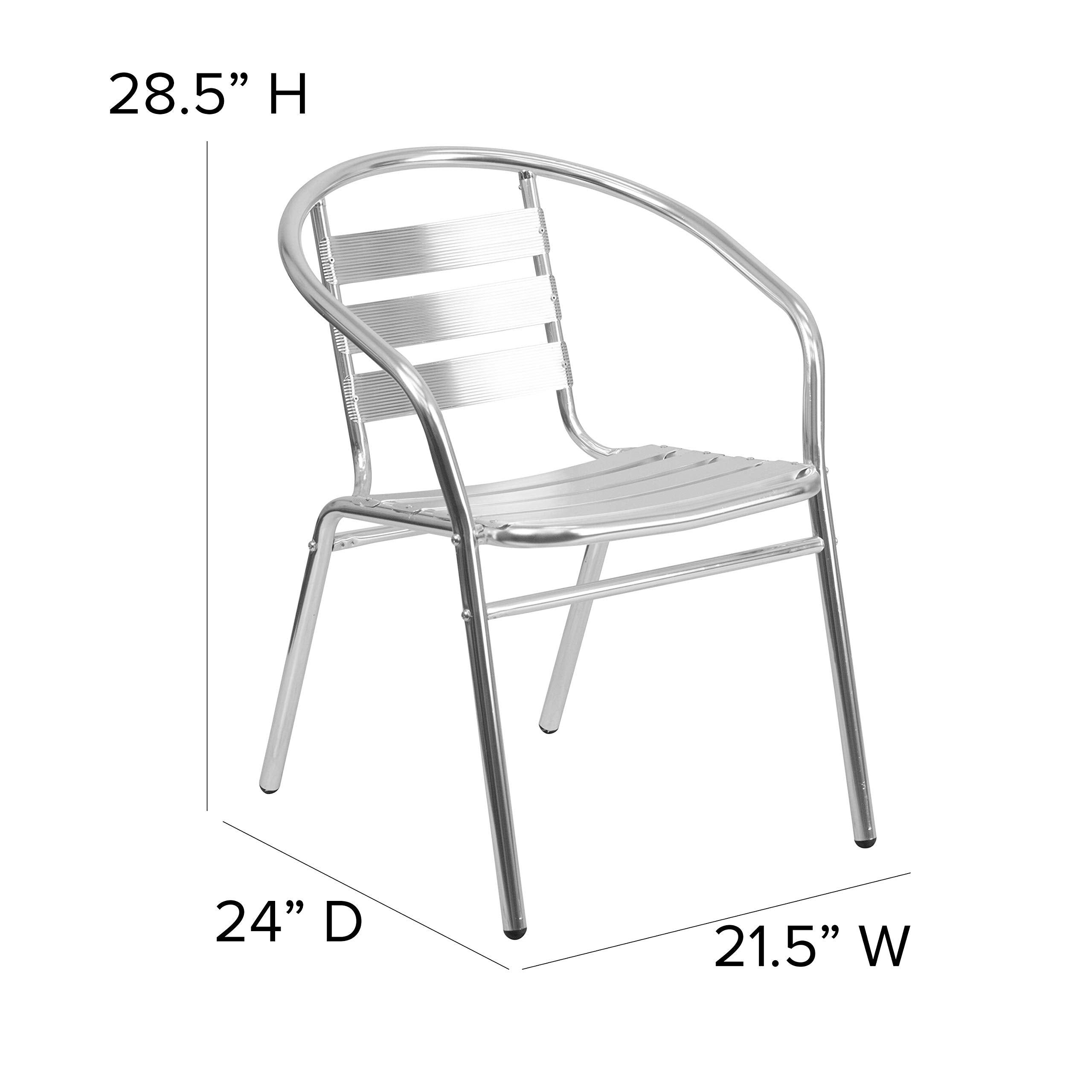 Flash Furniture Lila Silver Metal Restaurant Stack Chair with Aluminum Slats