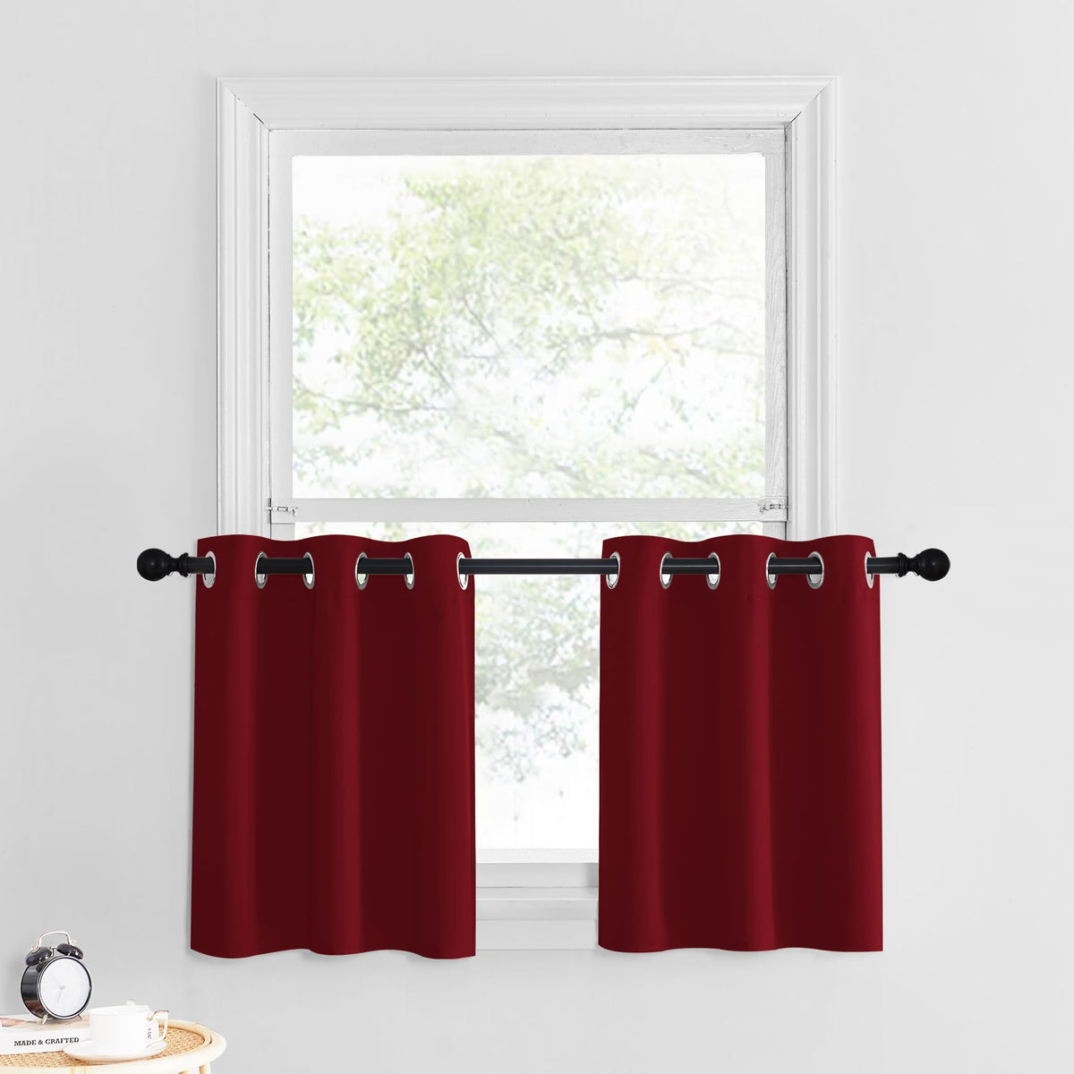 Nicetown Kitchen Tier Curtains Blackout, Short Cafe Curtains For Christmas, Small Bathroom Window Curtain Tiers Grommet Top Half