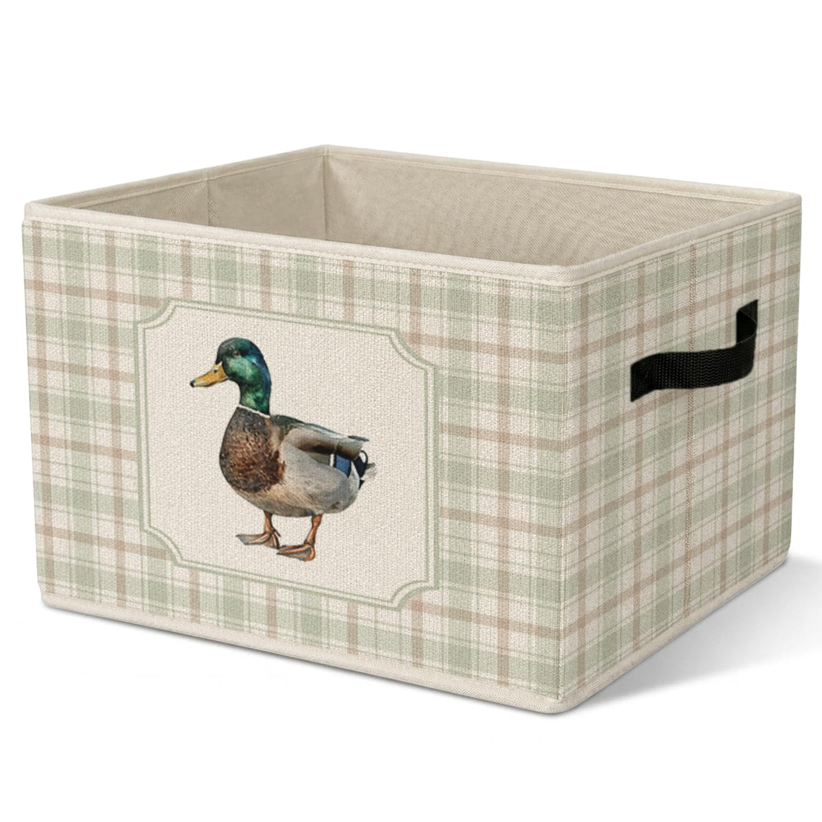 FSTCSV Mallard Duck Nursery Decor Storage Bin, Mallard Duck Collapsible Storage Bin, Cute Farm Animal Green Decorative Organizat