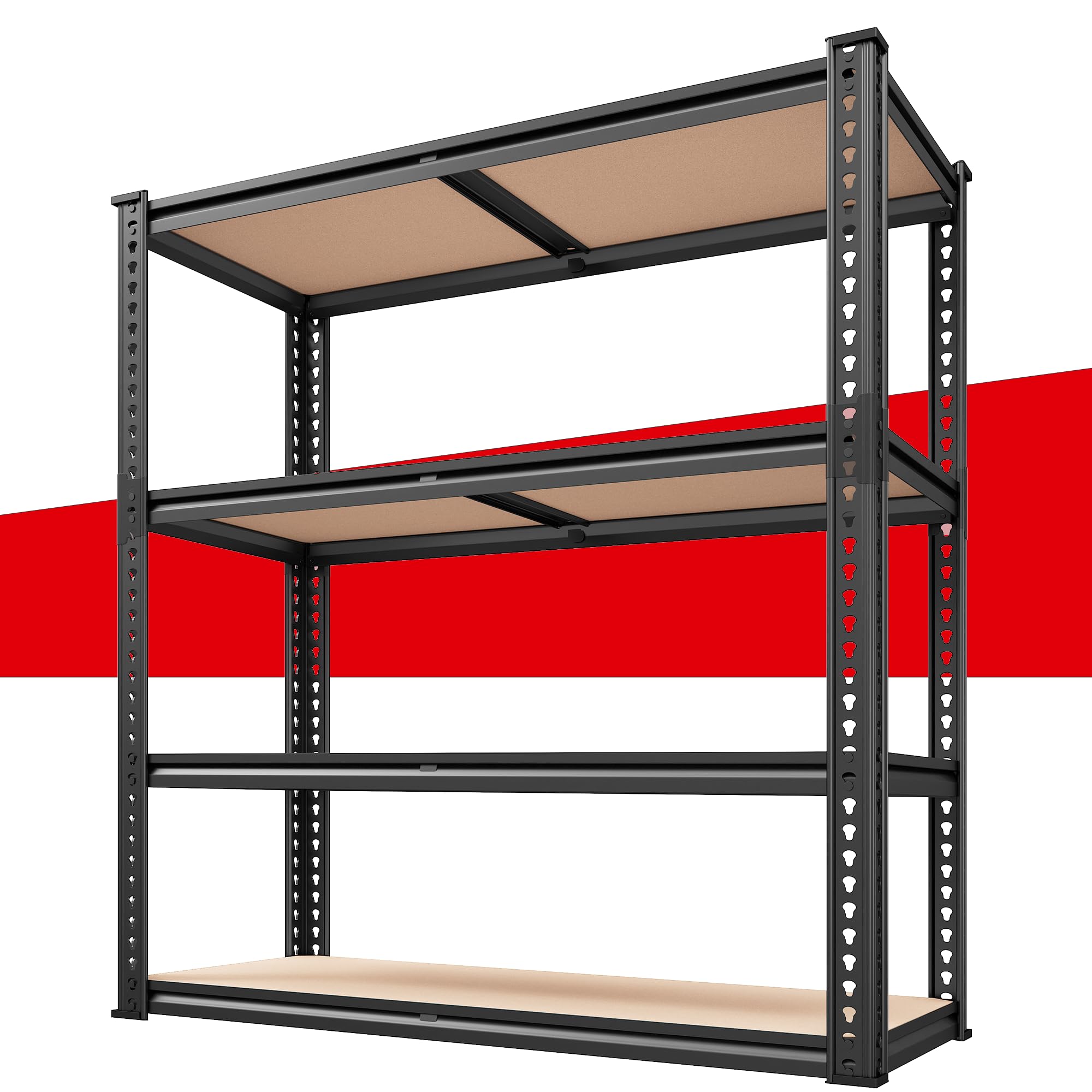 REIBII 40'' W Garage Shelving 2000LBS Storage Shelves Heavy Duty Shelving 4 Tier Adjustable Metal Shelves for Garage Shelves Sto