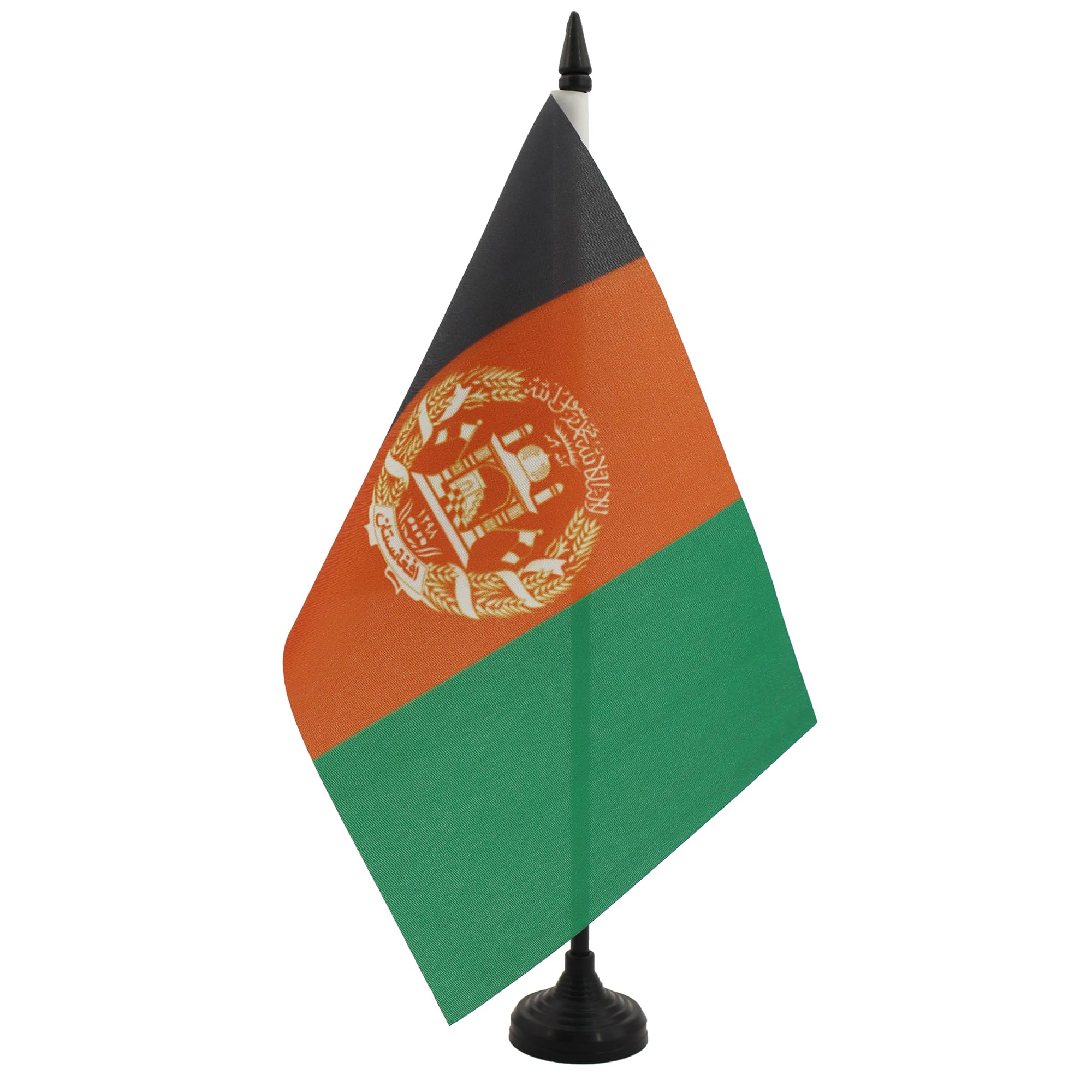 Afghanistan Table Flag 5' X 8' - Afghan Desk Flag 21 X 14 Cm - Black Plastic Stick And Base - Az Flag