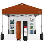 Best Choice Products 10X10Ft Easy Pop Up Canopy W/Side Wall, 10 Pockets, Portable Carrying Case, 1-Button Setup, 4 Weight Bags - Rust