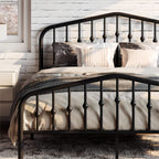 Sha Cerlin Full Size Metal Platform Bed Frame With Victorian Style Wrought Iron-Art Headboard/Footboard, No Box Spring Required, Black