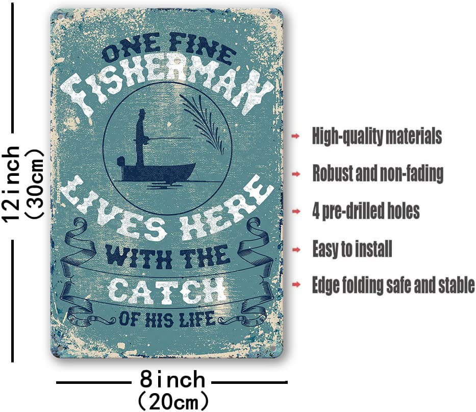 Fishing Decor Vintage Fishing Tin Signs For Man Cave Sign Fishing Wall Art Funny Garage Signs For Men Fish Cabin Lake House Meta