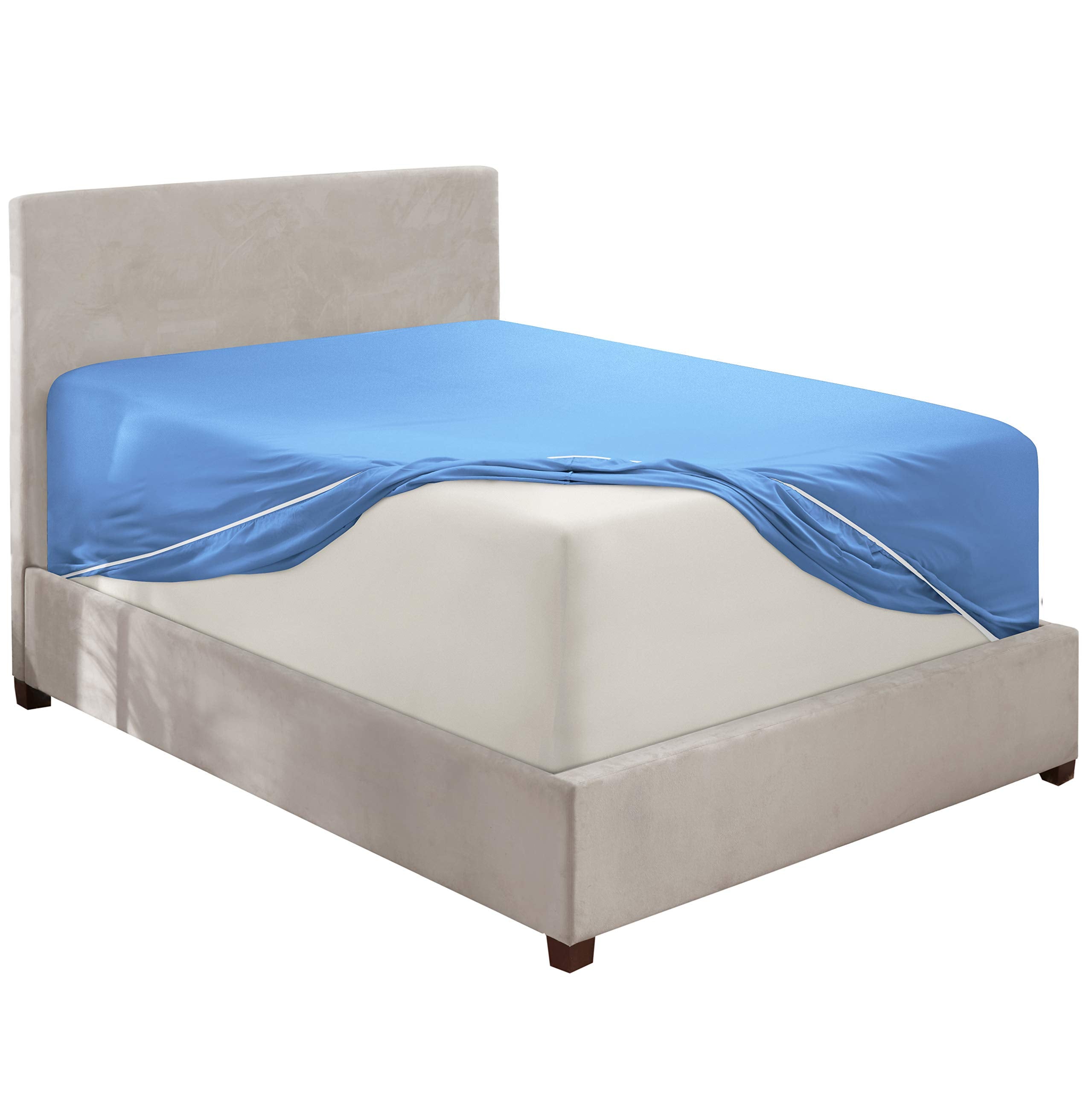 Nestl Calm Blue Twin Xl Fitted Sheet Only, Extra Deep Pocket Fitted Bed Sheet, 1800 Microfiber Xl Twin Fitted Sheet, Ultra Soft Fitted Sheet Twin Xl Fits Up To 24 Inch Mattress