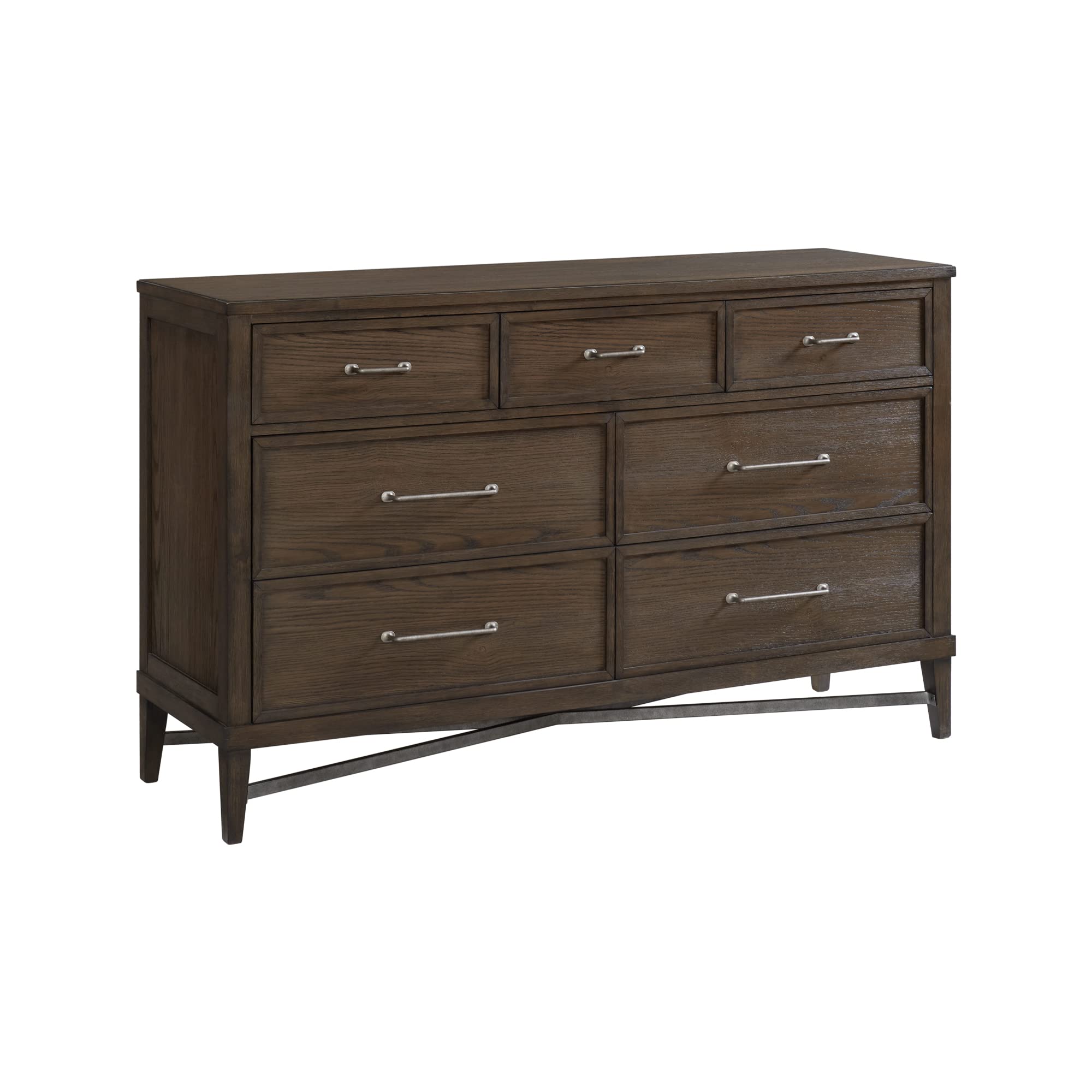 Intercon Preston 66&quot; Wide Bedroom Dresser with 7 Drawers, Weathered Vintage Oak Furniture