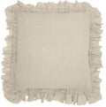 HomeRoots Grey Linen Dainty Ruffle Edged Beige Throw Pillow