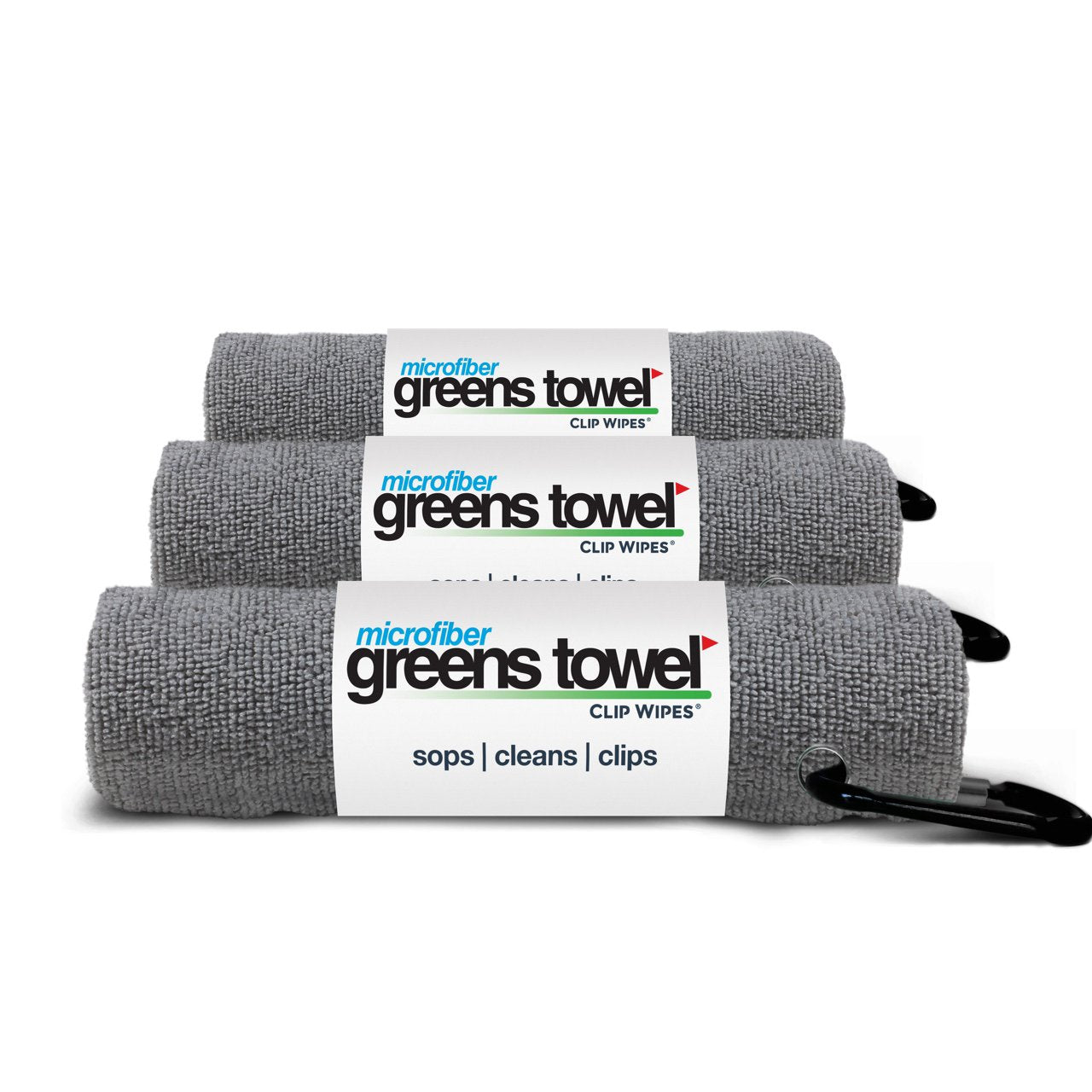 Greens Towel Silver 3 Pack Golf Towel Set for Golf Bags with Clip, Plush Microfiber Nap Fabric, 16x16, The Original (Sterling Si