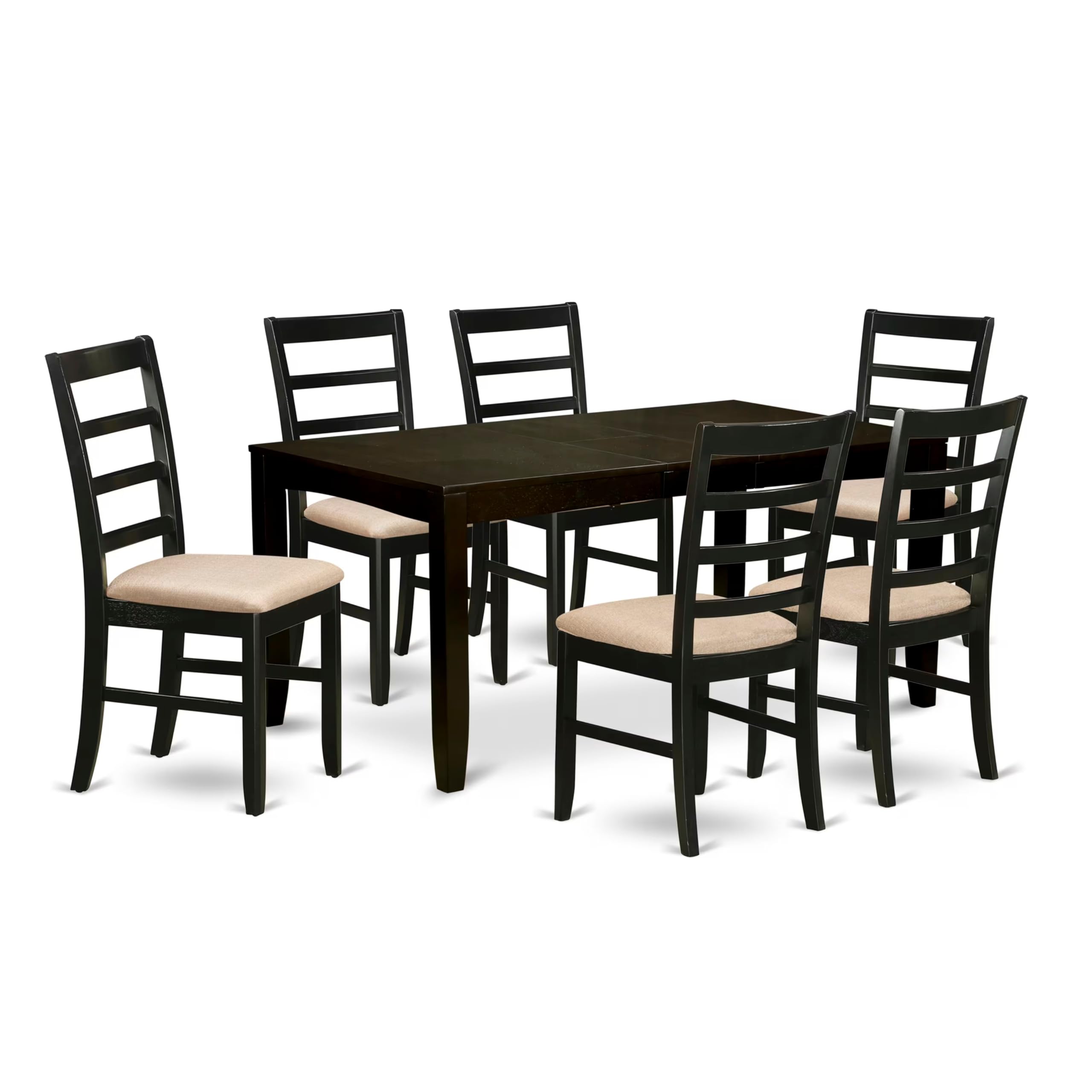 East West Furniture LYPF7-CAP-C Lynfield 7 Piece Kitchen Set Consist of a Rectangle Table with Butterfly Leaf and 6 Linen Fabric Dining Room Chairs, 36x66 Inch