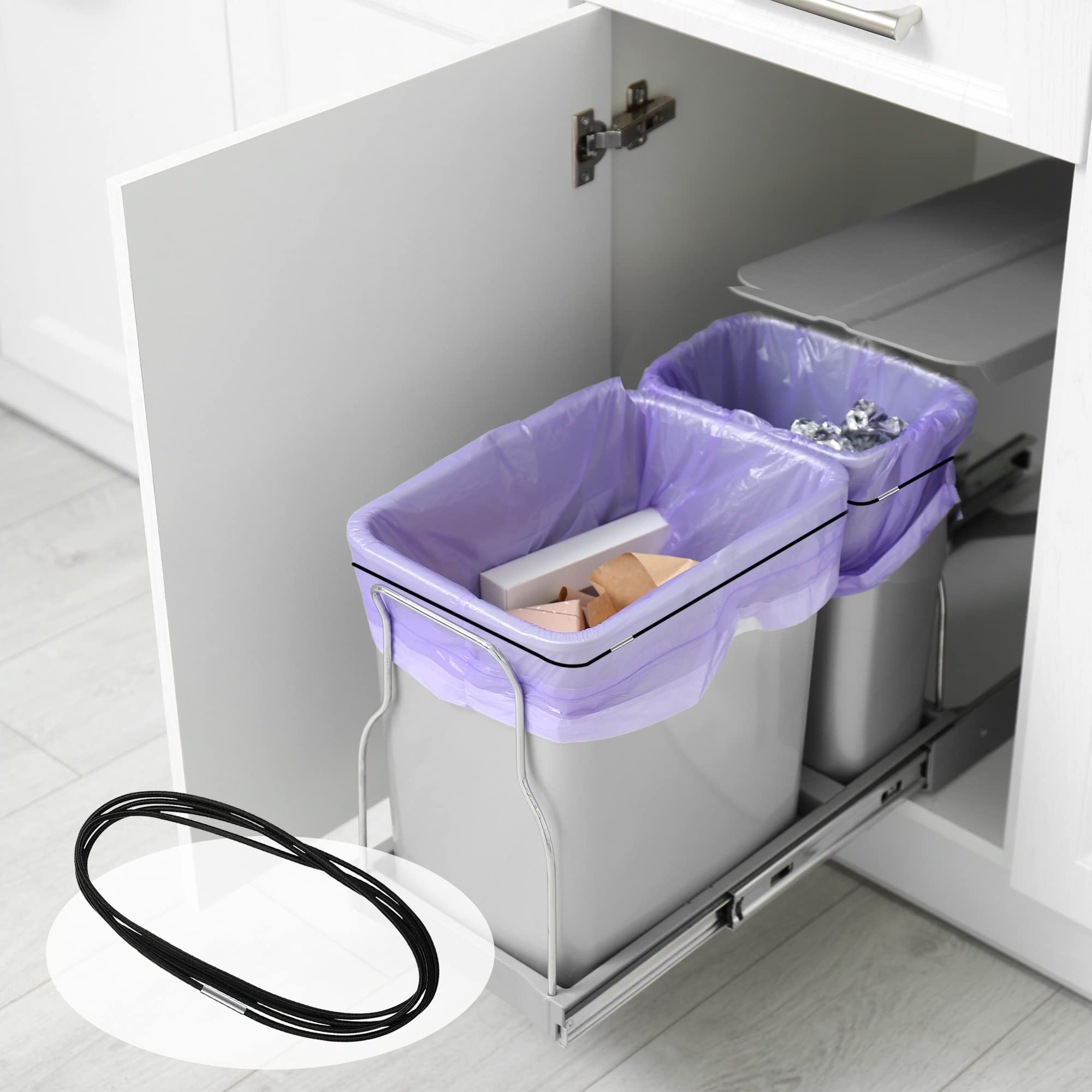12Pcs Trash Can Bands For 13-30 Gallon Garbage Can 4.7Ft Rubber Trash Bag Holder Durable Elastic Trash Can Bungee For Home Kitch