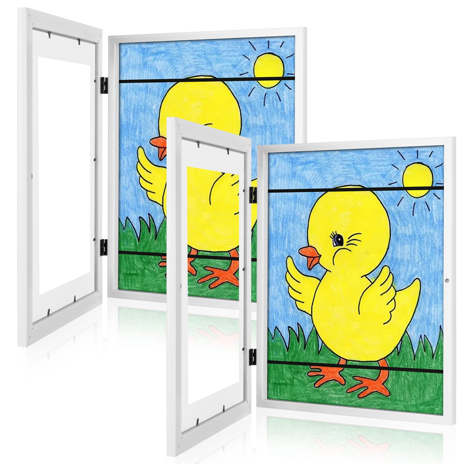 [2-Pack] Kids Art Frames, 11x14 Front Opening Kids Artwork Frames Changeable, White Artwork Display Storage Frame for Wall, Hold