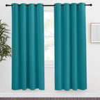 Nicetown Peacock Teal Blackout Curtains 78Inch Length, 1 Panel, W55 X L78, Chic Thermal Insulated Grommet Room Darkening Window Drapes For Bedroom/Living Room