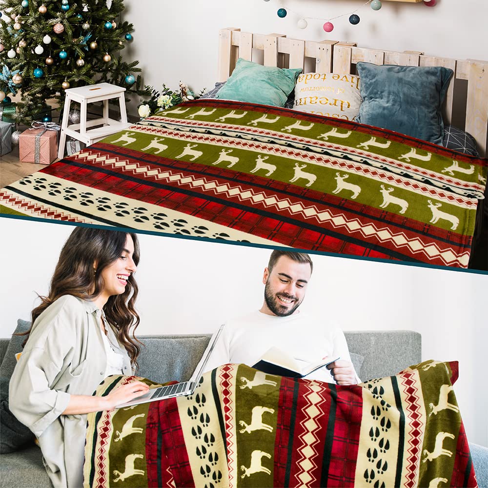 Pavilia Christmas Throw Blanket | Red Christmas Holiday Fleece Blanket | Soft, Plush, Warm Winter Cabin Throw, Twin 60X80 (Red C