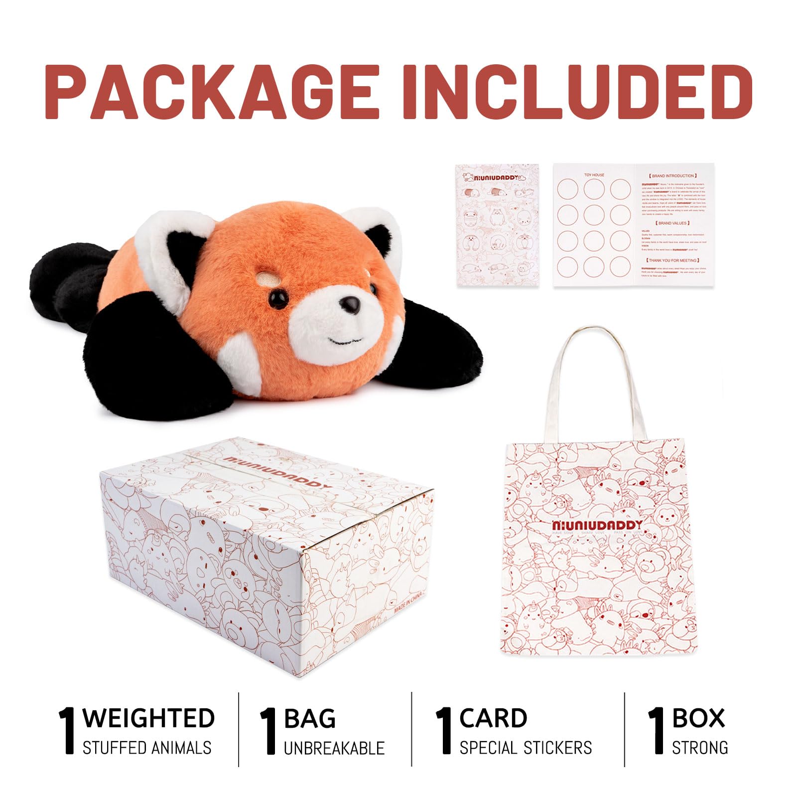 Niuniudaddy Red Panda Weighted Stuffed Animals For Anxiety, 3.3Lb Weighted Plush Red Panda Toys For Adult Kid Girl, Giant Stuffe