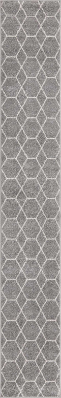 Unique Loom Trellis Frieze Collection Area Rug - Geometric (2 x 13 1 Runner, Light Gray/ Ivory)