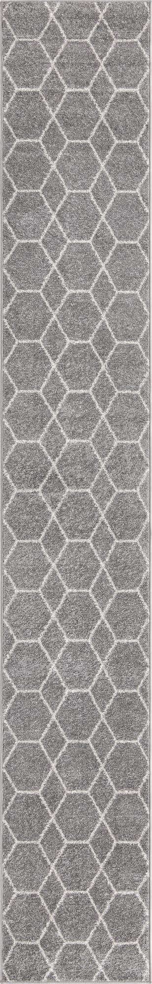 Unique Loom Trellis Frieze Collection Area Rug - Geometric (2 x 13 1 Runner, Light Gray/ Ivory)