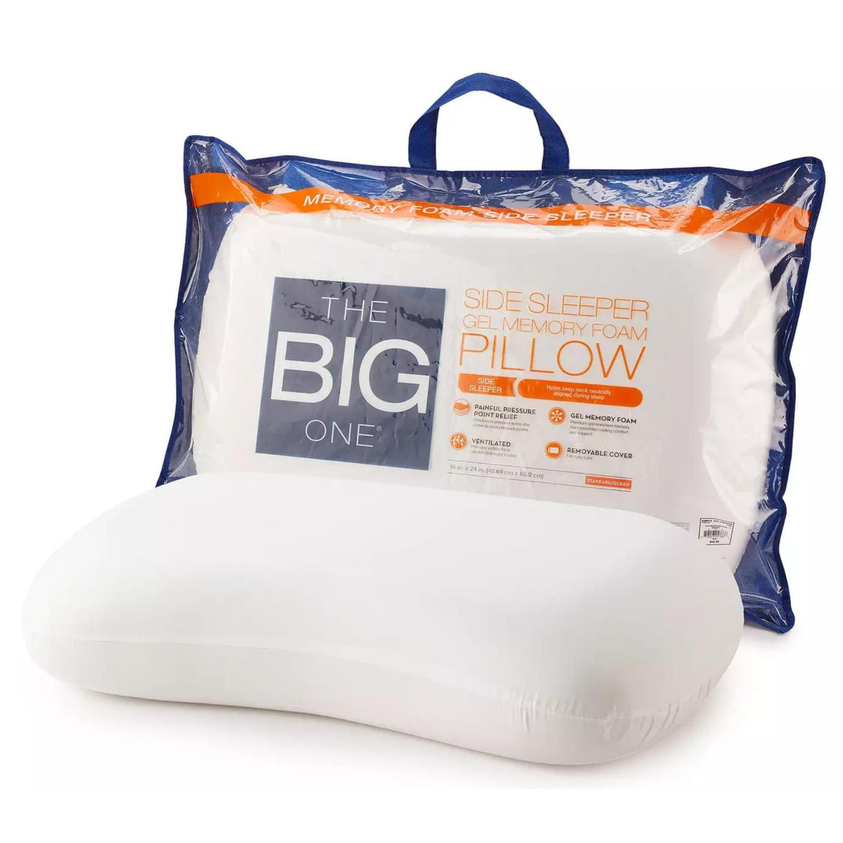 The Big One - Gel Memory Foam Side Sleeper Pillow (Standard / Queen: 16 X 24 X 5)