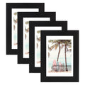 Hongkee 4x6 Picture Frame (4 Pack, Black), Made of Real Glass and Wooden Frame - Display Pictures 3.5x5 with Mat or 4x6 Without 