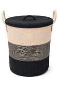 Cotton Rope Laundry Basket with Lid and Handles, Boho