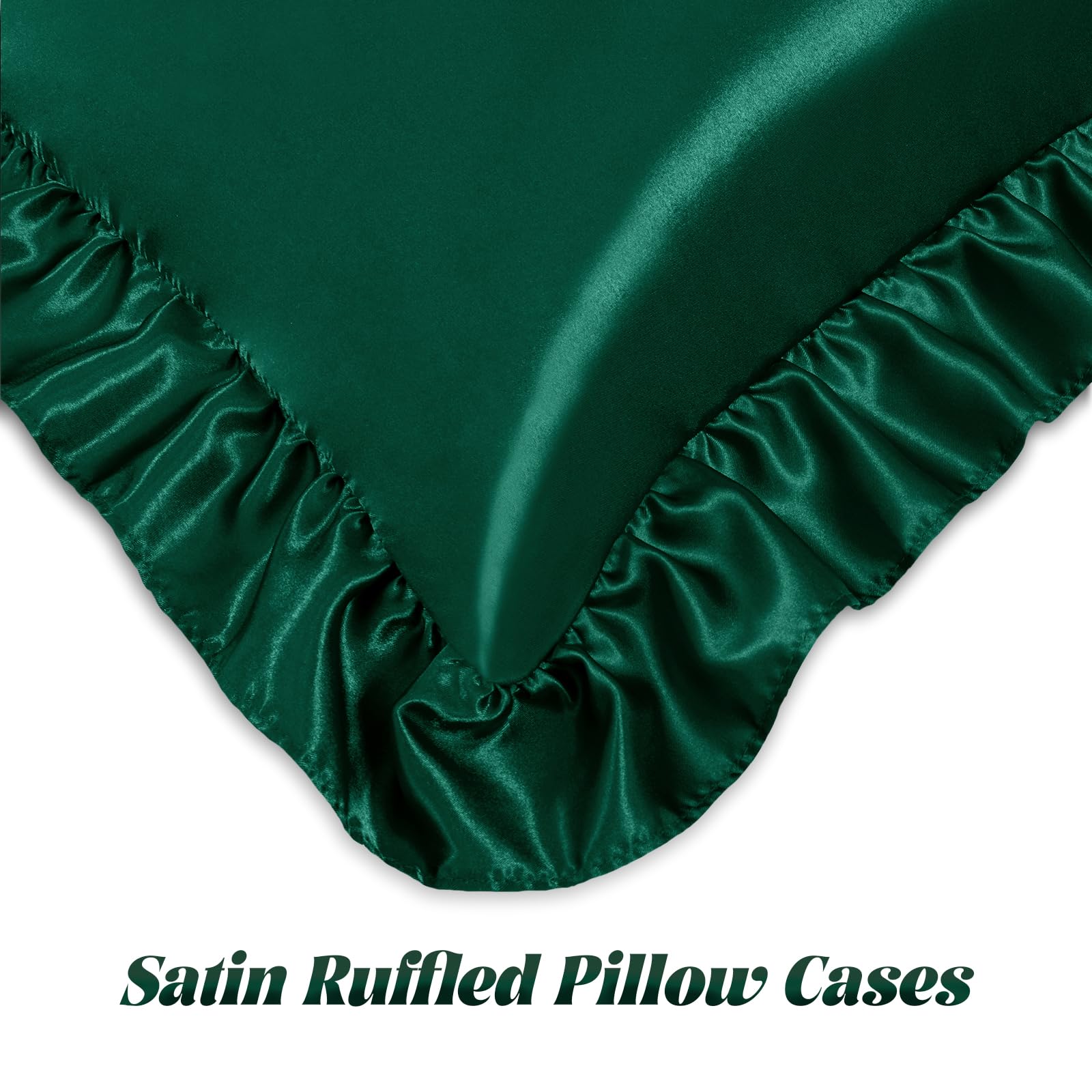 Homiest Ruffle Satin Pillowcase For Hair And Skin, Queen Satin Pillow Covers Silky Pillow Cases Set Of 2, Satin Ruffled Pillowca