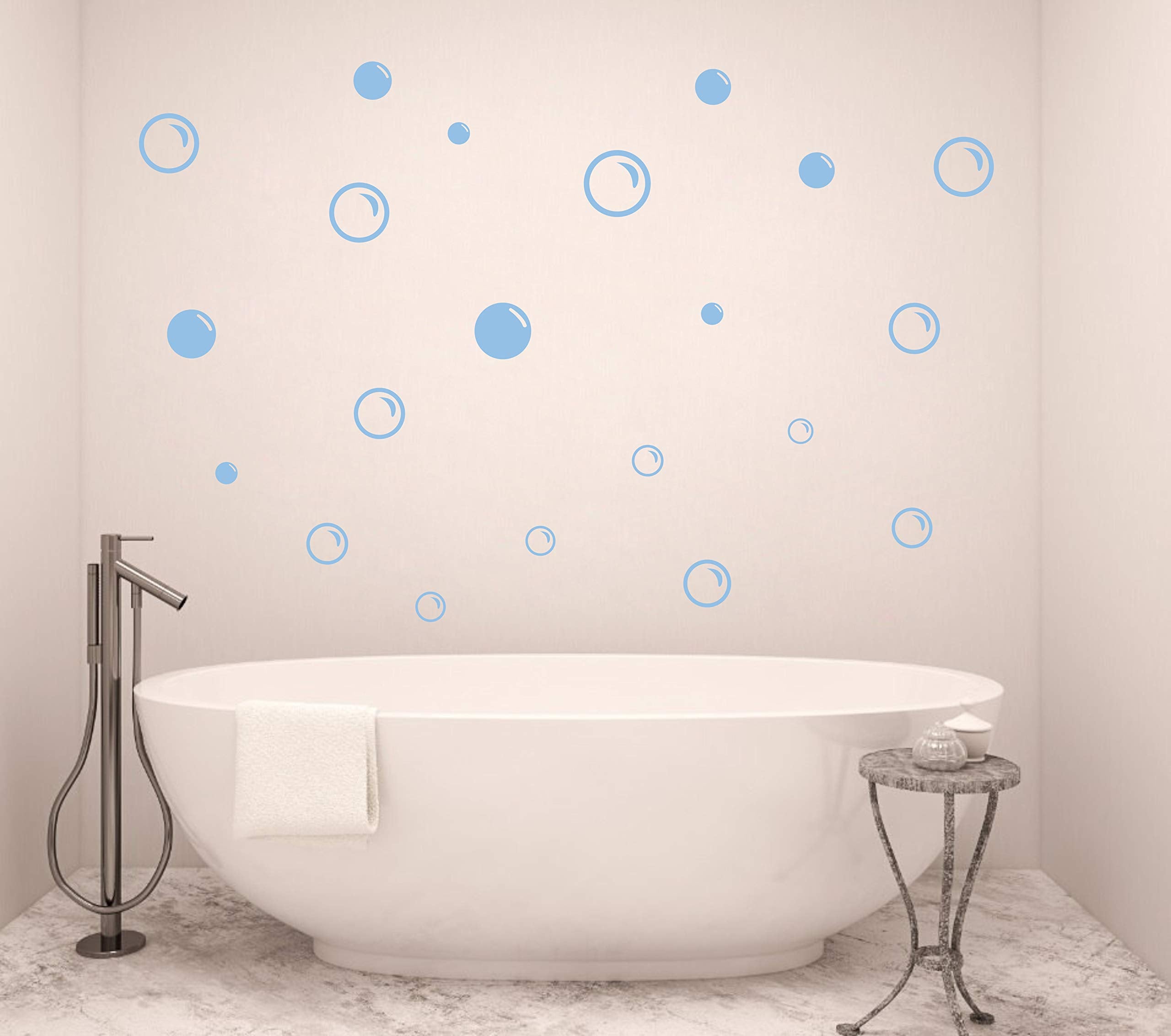90 Large Soap Bubbles Wall Decals, Bathroom Decals, Wall Art, Vinyl Stivkers for Bathroom, Bedroom, Nursery Decor A35 (Light Blu