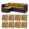 12Pcs Stretch Patio Cushion Covers For Outdoor Couch And Sofa Replacement - Washable Furniture Slipcovers (Camel, Cover Only)