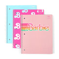 Yoobi Barbie X College Ruled Spiral Notebook Set - 3-Pack Of 1 Subject Notebooks, Pink, Blue & Peach Barbie Designs - Cute Easte