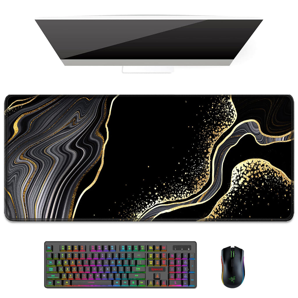 Auhoahsil Desk Pad, Xl Extended Large Gaming Mouse Pad 31.5 X 11.8 Inch, Waterproof Mousepad With Stitched Edges, Non-Slip Compu