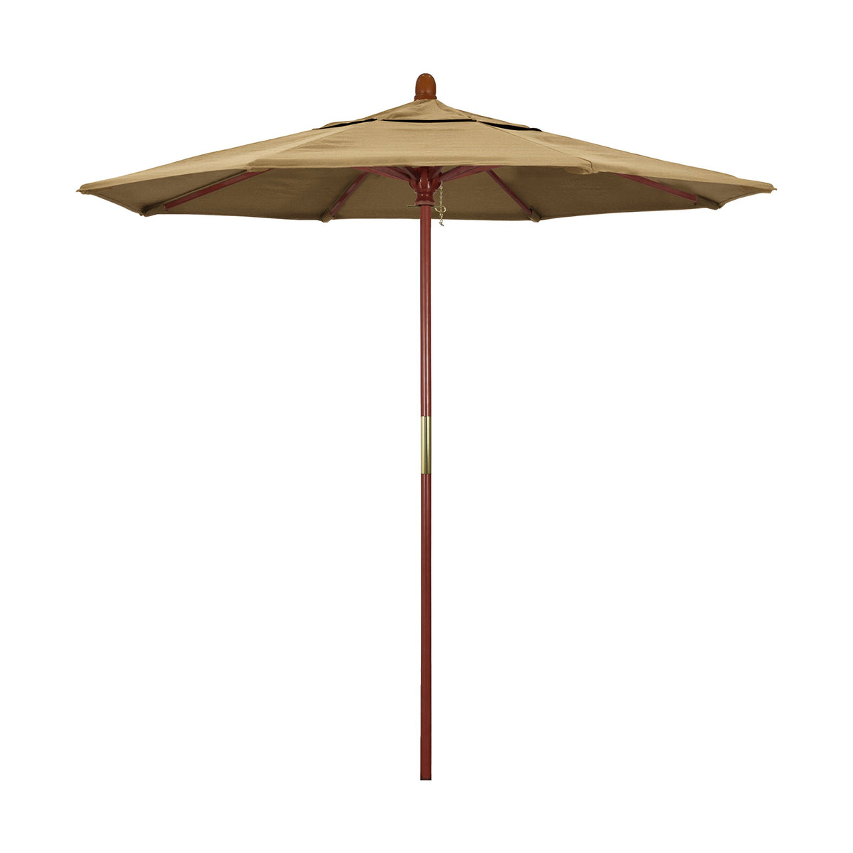California Umbrella 7.5' Round Hardwood Frame Market Umbrella, Stainless Steel Hardware, Push Open, Olefin Champagne