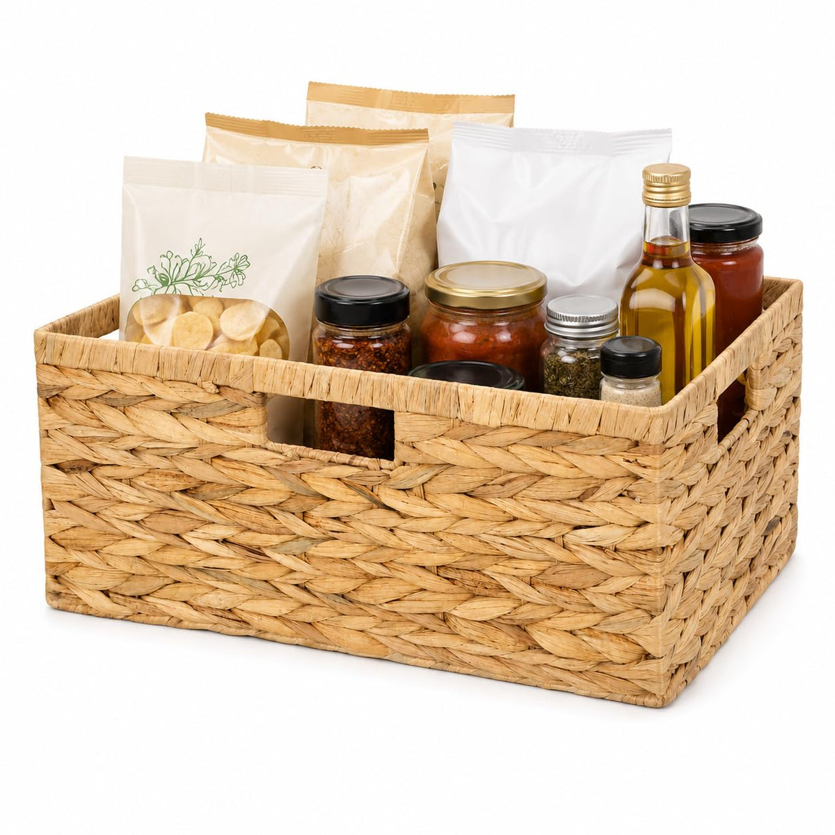 Extra Large Wicker Storage Baskets for Shelves, Water Hyacinth Handwoven