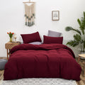 Cottonight Dark Red Comforter Set King Burgundy Bedding Comforter Set Chic Modern Wine Red Blanket Quilt Breathable Cotton Moder