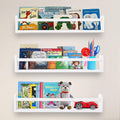 AZSKY Nursery Bookshelves White, 24 Inch Floating Bookshelves for Wall Set of 3, Baby Kids Decor, Solid Wood Wall Mounted Shelve
