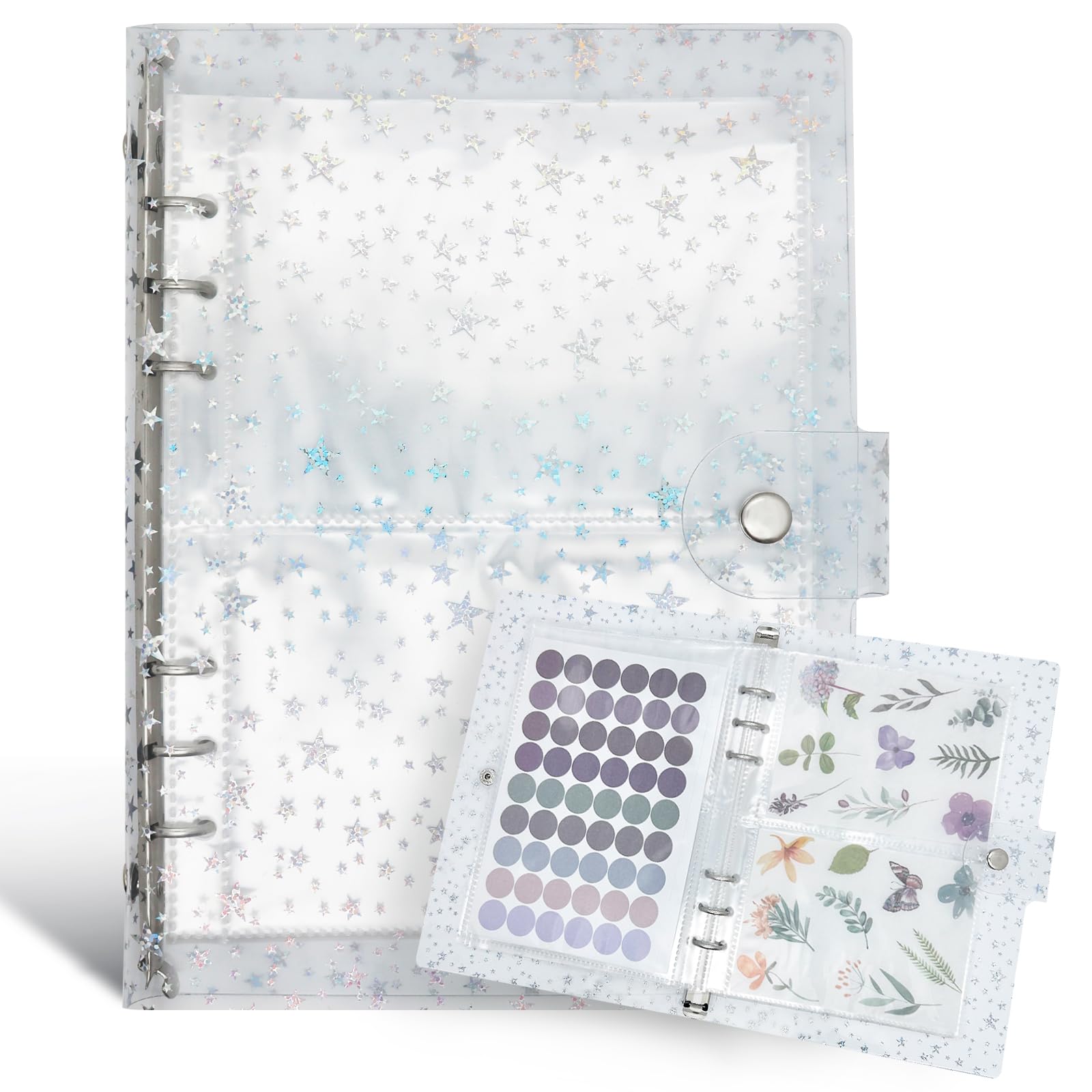 Nocafi Sticker Organizer Binder Reusable Storage Collecting Book A5 Sticker Collection Album With 30 Sheet Pocket Pages And Clea