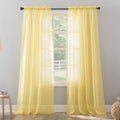 No. 918 Erica Crushed Sheer Voile Rod Pocket Curtain Panel, 51 x 95, Yellow