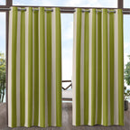 Exclusive Home Canopy Stripe Indoor/Outdoor Grommet Top Curtain Panel, 54''x108'', Kiwi / Sand, Set of 2
