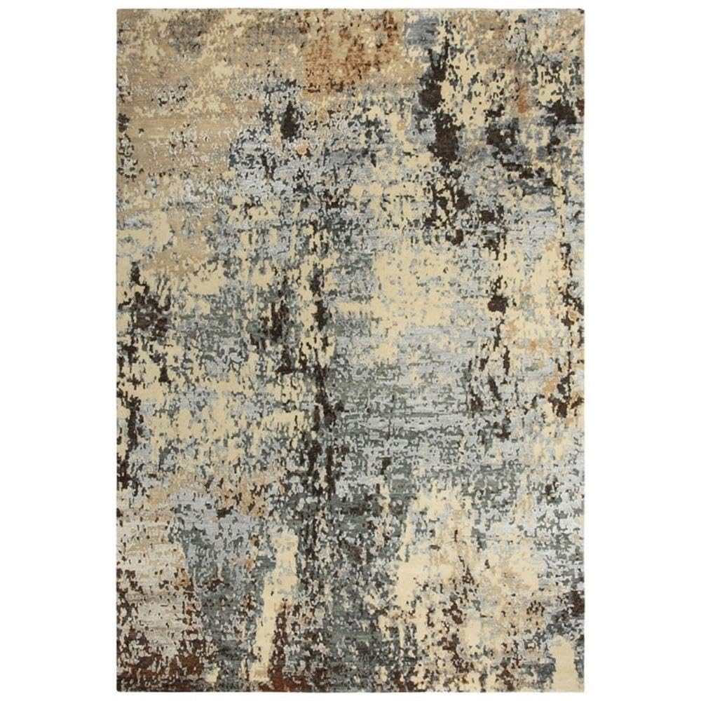 Noble 6' X 9' Abstract Beige/Gray/Gray/Rust/Blue Hand Knot Area Rug