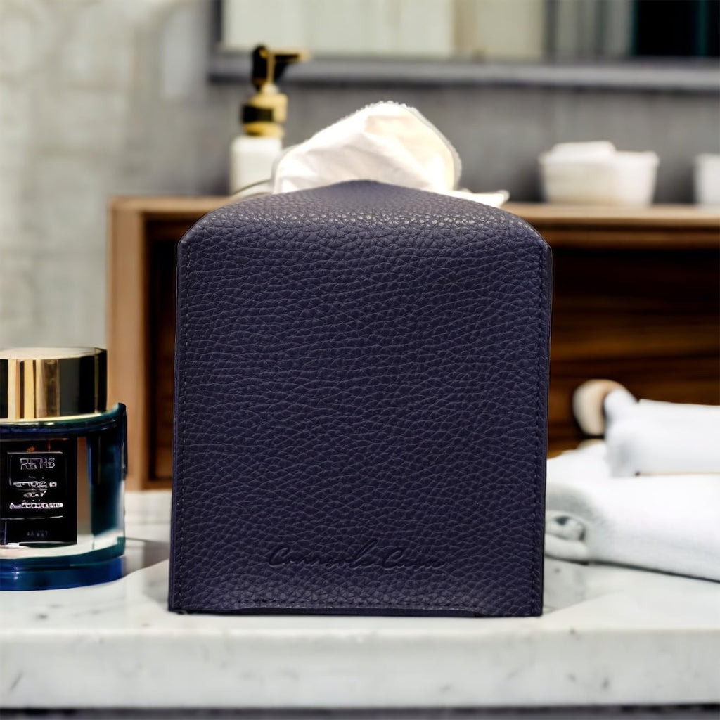 Connsole Casa Premium Pu Leather Tissue Box Holder - Elegant Hotel-Style Blue Tissue Box Cover For Enhanced D  Cor Of Home, Offi