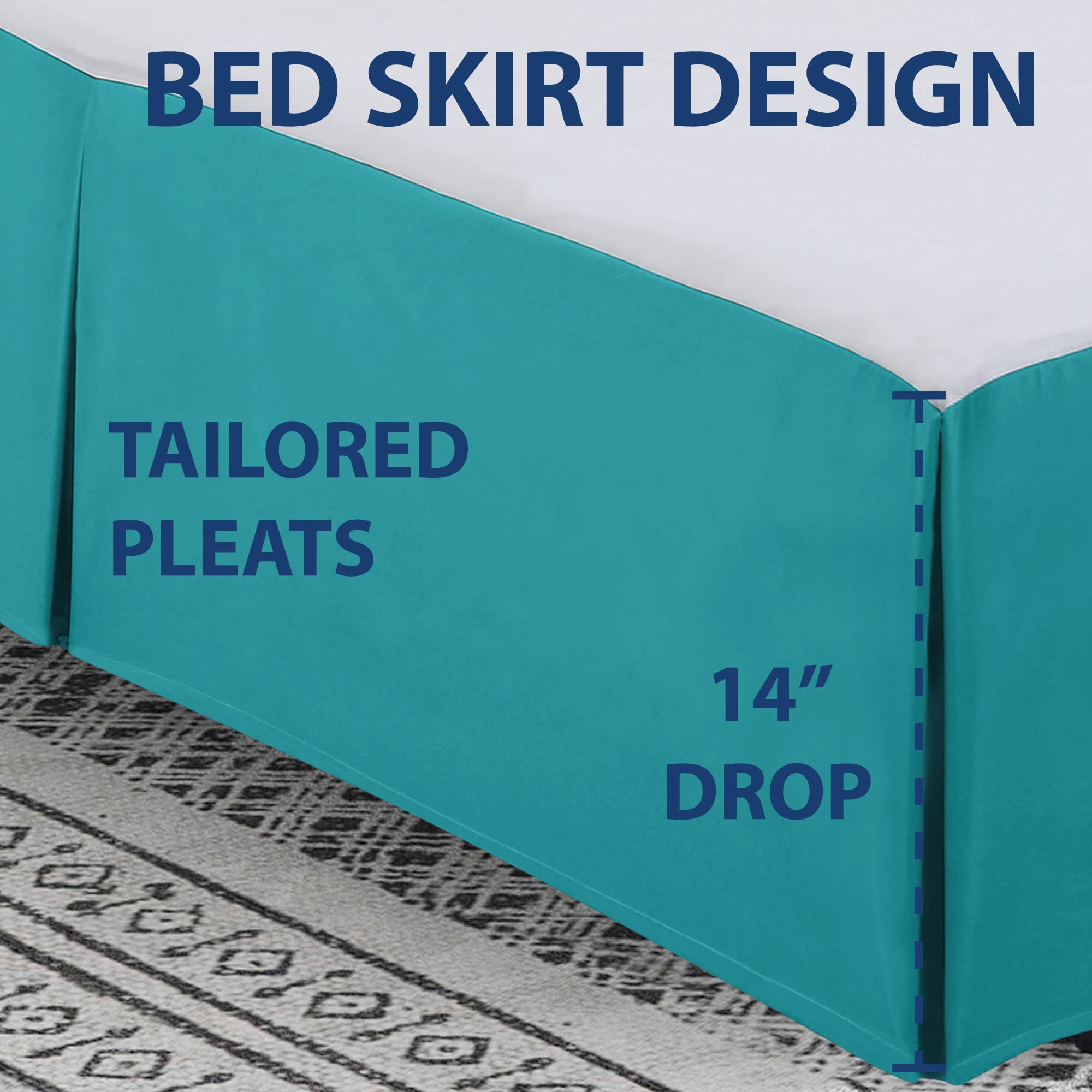 Cathay Home Double Brushed Microfiber Pleated Easy Fit Bed Skirt, Ultra Soft, Fade And Wrinkle Resistant - Larkspur Blue, Twin