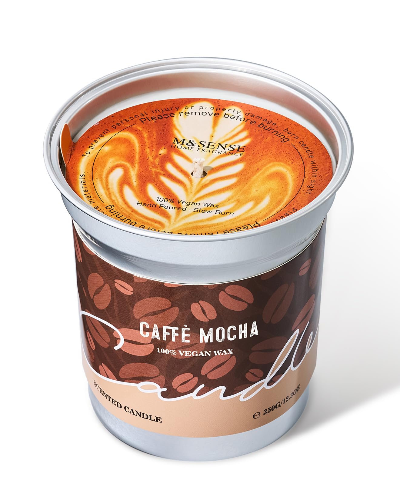 M&SENSE Vegan Soy Wax Candle, Mocha Coffee Subtle Scented 73-Hour Burn Time, Natural Aromatherapy Candle for Relaxing, Unique Ho