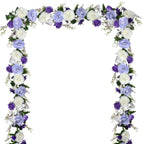 DearHouse 2Pack Artificial Peony Flower Garland - Silk Peony Garland with Purple White Flowers for Wedding Party Table Decoratio