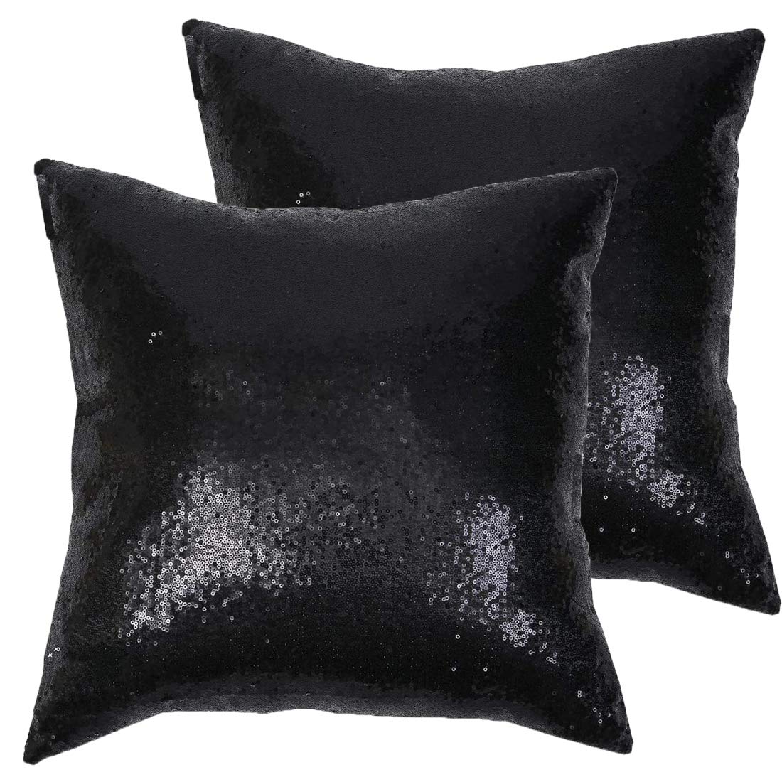 Poise3Ehome 18X18Inches Black Throw Pillow Covers Sequin Decorative Pillow Covers For Couch, Sofa, Bed, Living Room, Christmas (