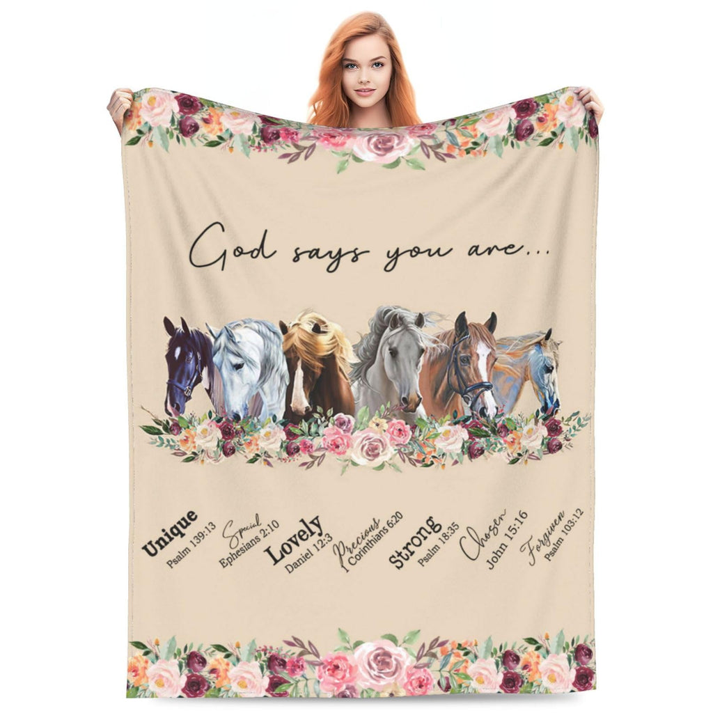 Horse Blanket Horse Decor God Says You Are Throw Blanket Super Warm Soft Plush Lightweight Fleece Flannel Bible Verse Blanket Ho