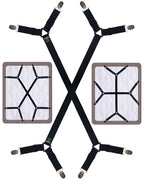 FIBOOMERANG Bed Sheet Straps - Crisscross Fitted Sheet Clips and Sheet Holder Elastic Bands Bedsheet Fasten Suspenders Grippers,
