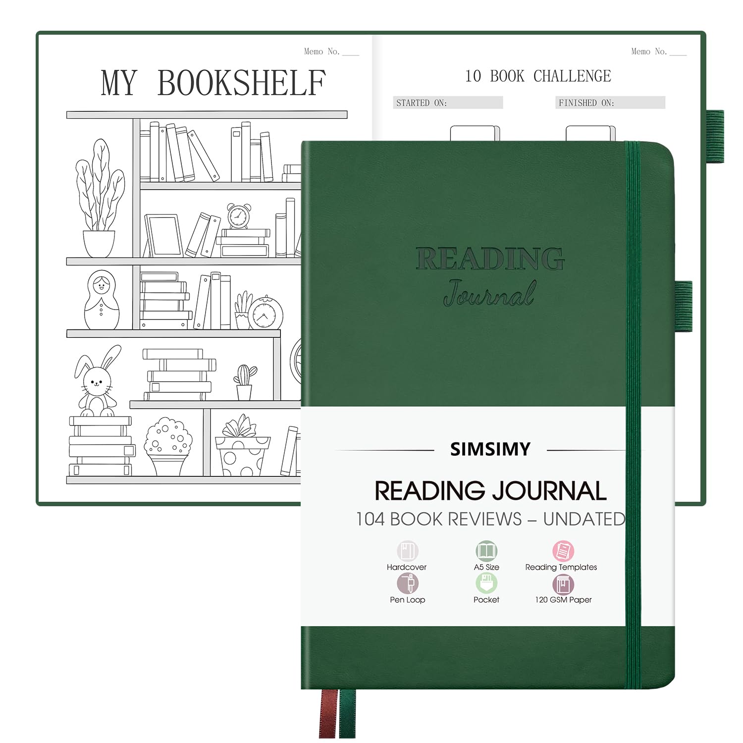 Simsimy Reading Journal - 104 Book Reviews, Book Journal For Book Lovers & Readers, Review And Track Your Reading Progress, Read