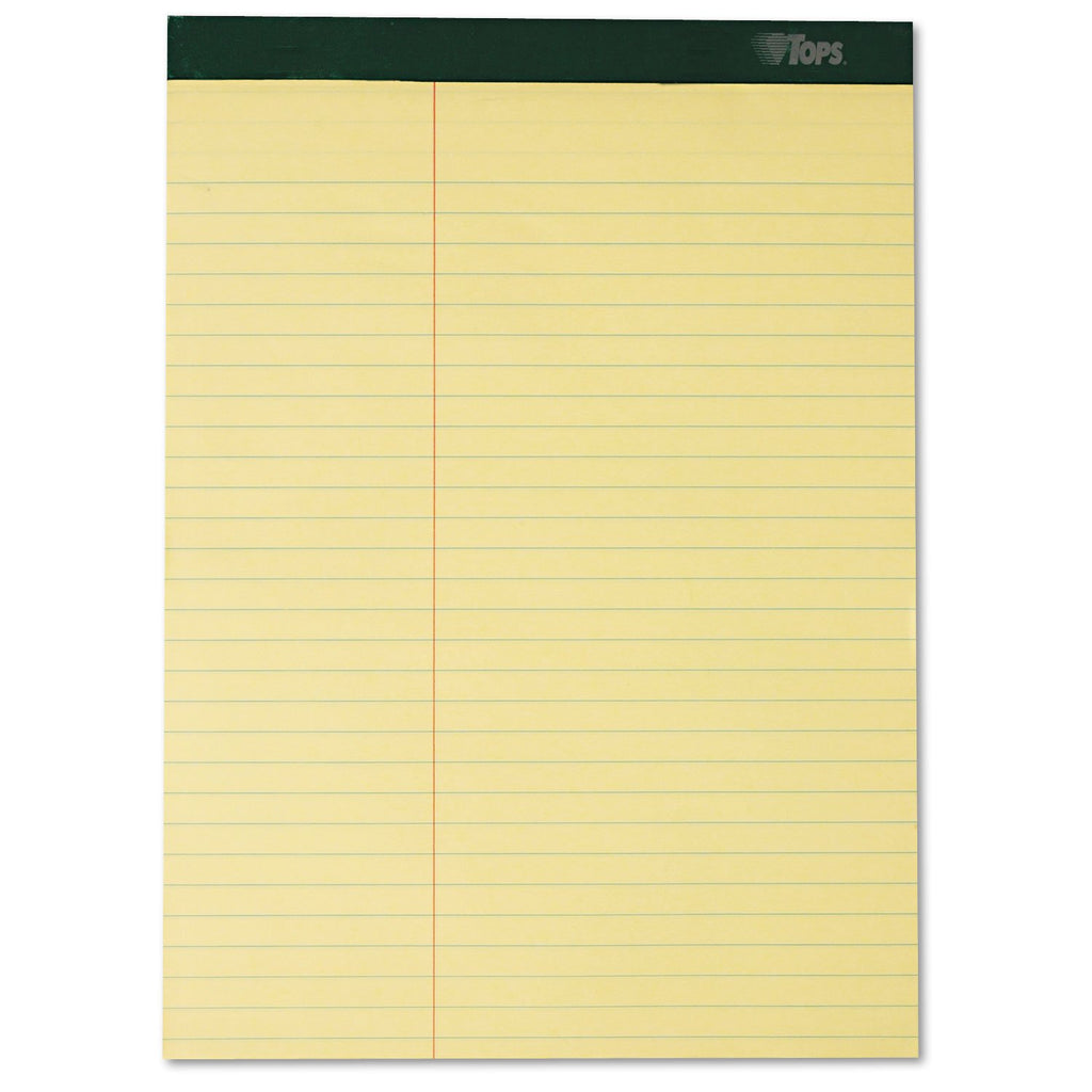 Tops 63396 Double Docket Ruled Pads, 8 1/2 X 11 3/4, Canary, 100 Sheets, 6 Pads/Pack